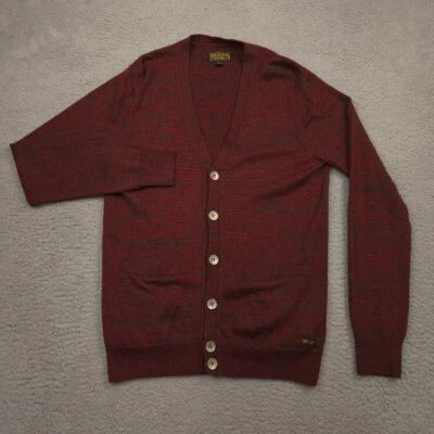 Suéter Cárdigan True Religion Para Hombre Mediano Rojo Negro Tejido Botón Delantero Foto 1 de 4