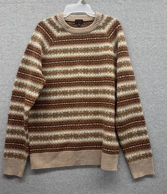 J. Suéter Crew Lana de Cordero Para Hombres Medio Cuello Redondo Fair Isle Esquí Nórdico Al Aire Libre Foto 1 de 4