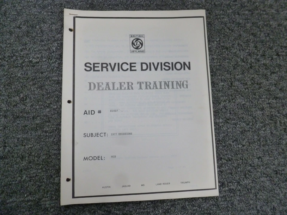 1977 MG MGB Emissions Shop Service Repair Manual - Image 1 of 1