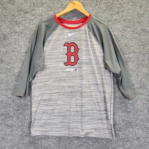 Camisa de béisbol de los Medias Rojas de Boston para hombre grande gris MLB Nike Dri-FIT raglán manga 3/4 - Imagen 1 de 12