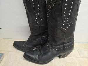 Botas vaqueras de rodeo de cuero negras occidentales con estrás Ariat talla 8 para mujer - Imagen 1 de 24