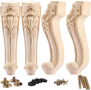 14 Zoll / 35 cm Möbelbeine aus Holz, 4er Set Europäischer Stil Massivholzschnitzerei - Bild 1 von 12