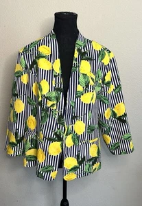 Roz & Ali Lemon Stripped Blazer Size 1X - Picture 1 of 6