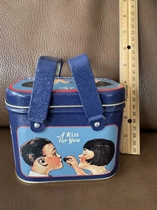 Vintage Hersheys Kisses Tin w/Handles ~ A Kiss For You ~ 5” x 4” x 3.5” ~ 1990s - Picture 1 of 10