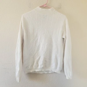 Charter Club Womens 100% Cashmere Sweater Size Medium Cable Knit Ivory Thermal - Picture 1 of 5