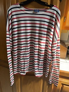 Saint James for J Crew Damen Pullover mit U-Boot-Ausschnitt Baumwolle XL/46, rot weiß blau - Bild 1 von 5
