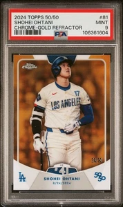 Shohei Ohtani 2024 Topps 50/50 Chrome GOLD REFRACTOR #/50 HR41 #81 Dodgers PSA 9 - Picture 1 of 3