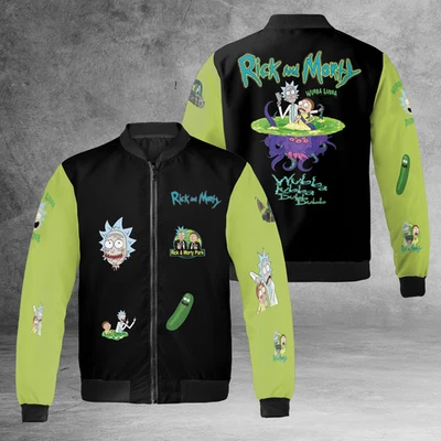Chaqueta de bombardero a prueba de viento Rick And Morty Get Schwify Peace Among Worlds Foto 1 de 4