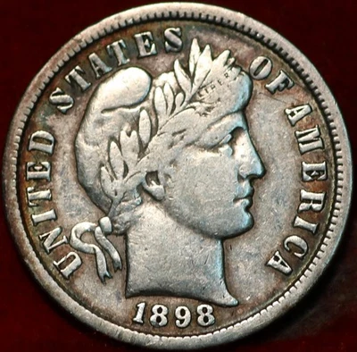 1898-S San Francisco Mint Silver Barber Dime - Image 1 of 2