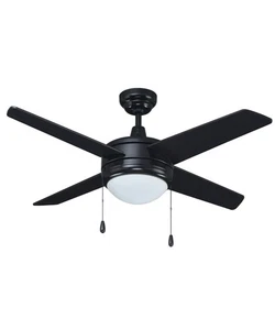 52" Europa IV 4-Blade Ceiling Fan Black Finish with Integrated LED Light - Picture 1 of 4