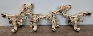 Vtg Kitchen Utensil Hanger Heavy Cast Iron Organizer Cookware Branch Leaves Hook - Picture 1 of 5
