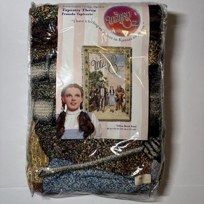 Vintage The Wizard Of Oz Cotton Tapestry Fringed Throw Blanket 46x67" USA New - Image 1 of 4