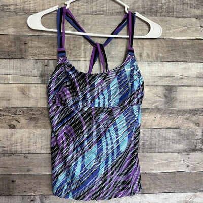 Nike Women's Tankini Swim Top Size 6 Strappy twist Racerback Purple/Blue - Image 1 of 4