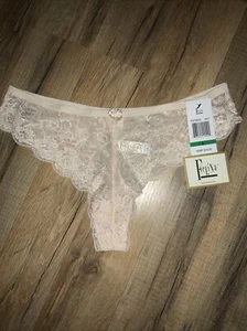 NWT $25 Felina F5756S3 "Cheeky" Low Rise Stretch Lace Tanga Panty Pink Sz Lrge - Picture 1 of 6