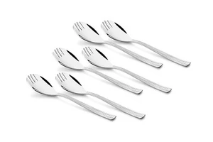 Stainless Steel Spork Spoon Cum Fork Fruit Fork - Set Of 6 - Picture 1 of 3