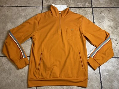 Y2K Nike Orange Stripes 1/4 zip Track Jacket Gold Logo Women’s Size XL - Image 1 of 4