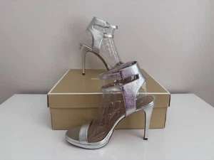 Michael Kors Ladies Silver Leather Heels - Size 7 - Picture 1 of 7