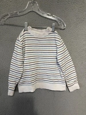 Janie and Jack Boys Size 5 Pullover Knit Sweater Striped White kids - Image 1 of 4