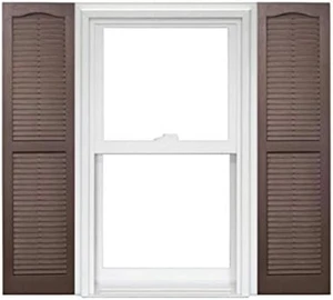 Homeside Open Louver Vinyl Shutters (1 Pair) 14-1/2In. X 35In. - 022 Chocolate - Picture 1 of 3