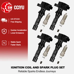 CCIYU 4 Ignition Coil + 4 Spark Plug For 06-08 Mazda 3 6 2.3L 10-13 Mazda 3 2.5L - Picture 1 of 8