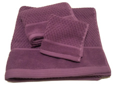 3 Piece SOHO 100% Cotton Bath Oversize Set Washcloth, Hand & Bath Towels Purple