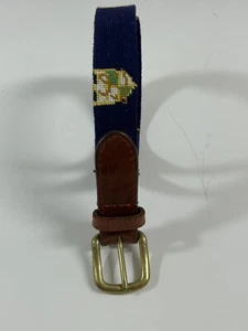 Smathers & Branson Neddlepoint Belt Kids L Lake Side Country Club Crest Buckle - Picture 1 of 9