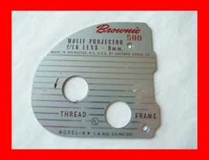 KODAK BROWNIE 500 MODELL A METALLVERKLEIDUNG PLAKETTE PLATTE FÜR 8 MM FILM FILMPROJEKTOR - Bild 1 von 1