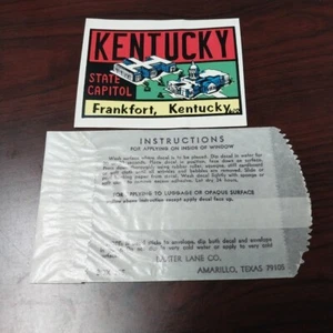 Vintage travel water dip decal Frankfort Kentucky state capitol Baxter Lane Co.  - Picture 1 of 1