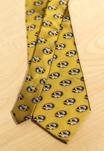 Missouri Tigers College Logo Gold 100% Silk Adjustable Neck Tie - Varsity Vest - Picture 1 of 8