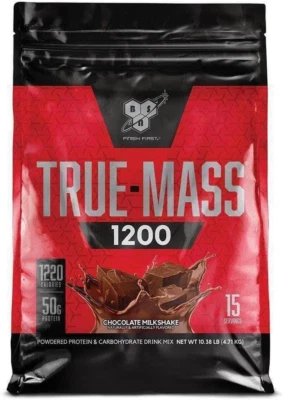 TRUE-MASS Ganador de Peso, Ganador de Masa Muscular Proteína en Polvo, Batido de Fresa Foto 1 de 4