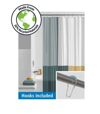PEVA Shower Curtain & Hooks 13 Pieces 70" x 72" Mainstays Bathroom Decor Stripes - Image 1 of 3