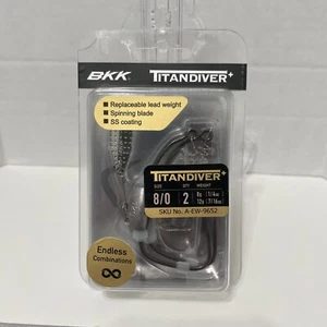 BKK TitanDiver+ 8/0 Swimbait Hook 2 Pack Replaceable Weight and Spinning Blade - Imagen 1 de 10