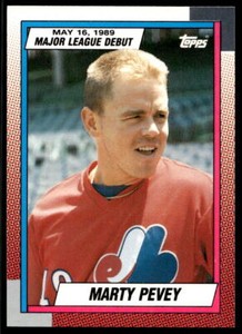 1990 Topps Major League Debut 1989 98 Marty Pevey Expos  Baseball Card