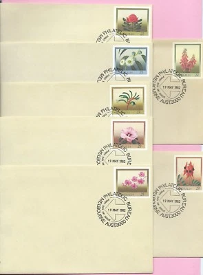 AUSTRALIA 1982 Set of 7 PSE's #49/55  FDC's  - State FLORAL EMBLEMS - Melbourne - Image 1 of 2