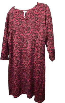 Camisón Soma Intimates Tejido Rojo Negro Estampado Encaje Talla XL Foto 1 de 2