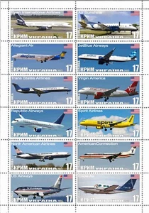Stamp sheet US Airlines Crimea issue Ukraine 2023 - Picture 1 of 1