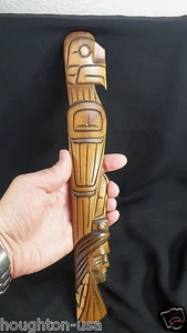 Canadian First Nations "Eagle & Warrior" Hanging Red Cedar Totem by Todd Watts - Picture 1 of 7