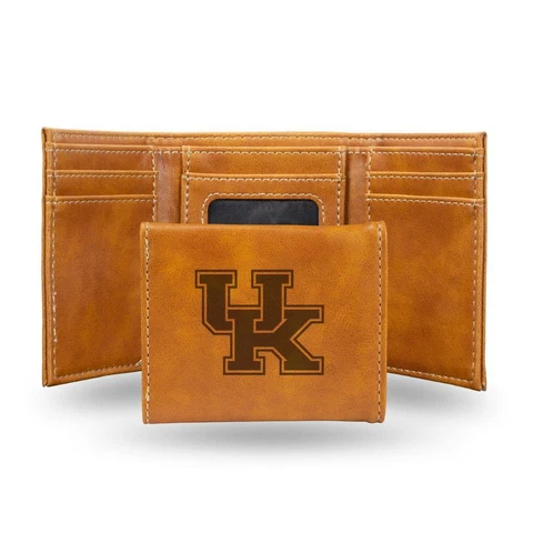 Kentucky Wildcats Laser Engraved Leather Trifold Wallet [NEW] NCAA Billfold ID Cover