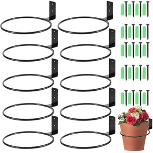 10 PCS 5 Inches Flower Pot Holder Ring, Wall Mounted Wall Plant Hanger, Colla... - Picture 1 of 7