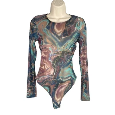Y2k Sheer Mesh Bodysuit Womens Medium Fairy Grunge Whimsigoth Indie Going Out - Image 1 of 4