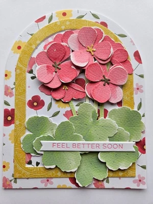 Handmade Greeting Card Keepsake Quality ocbrandy feel better soon red yellow - Image 1 of 2