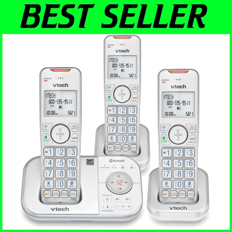 Telefone sem fio 3 aparelhos com bloqueador de chamadas inteligentes - Imagem 1 de 4