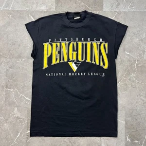 90s Vintage Pittsburgh Penguins Graphic Tee Mens Large Sleeveless Shirt Black - Bild 1 von 10