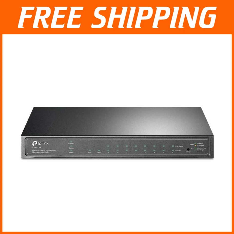 Gigabit Smart Managed PoE Switch | 8 PoE+ Ports, 2 SFP Slots - Image 1 of 4