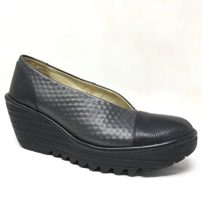 Fly London Yoza Zuecos Mocasines Zapatos Mujer Talla 7.5-8 EE. UU. 38 UE Negro Gunmetal Foto 1 de 4