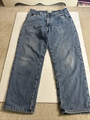 Vintage LL Bean Relaxed Fit Green Fleece Lined Jeans Men’s Size 35x30 - Image 1 of 4