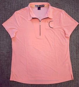 EUC! JAMIE SADOCK Women's Zip Up Polo Golf Pickleball Tennis Pale Orange Sz L - Picture 1 of 10