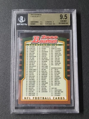2000 Tom Brady Bowman Checklist 2 BGS 9.5 - Image 1 of 4