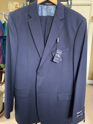 Adolfo Two Piece Men's Blue 2-Button Suit - Size L - Image 1 of 2
