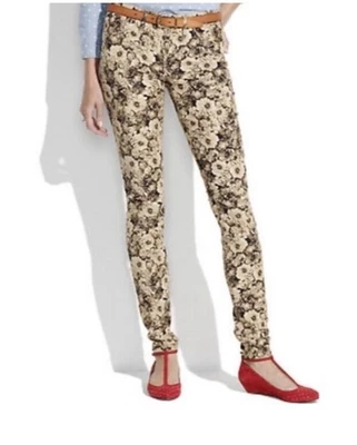 Pantalones de pana Madewell para mujer 26 negros marrones florales pantalones de mezclilla fotoflor nuevos Foto 1 de 4